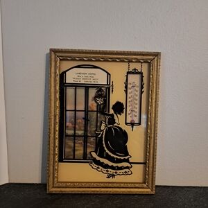 Vintage Silhouette Wall Art with Thermometer Likeview Hotel Michigan advertising